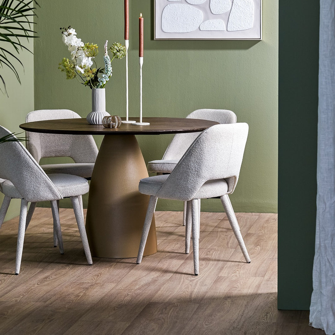 Palmira Wooden Round Dining Table - Matte Beige Light & Living 3