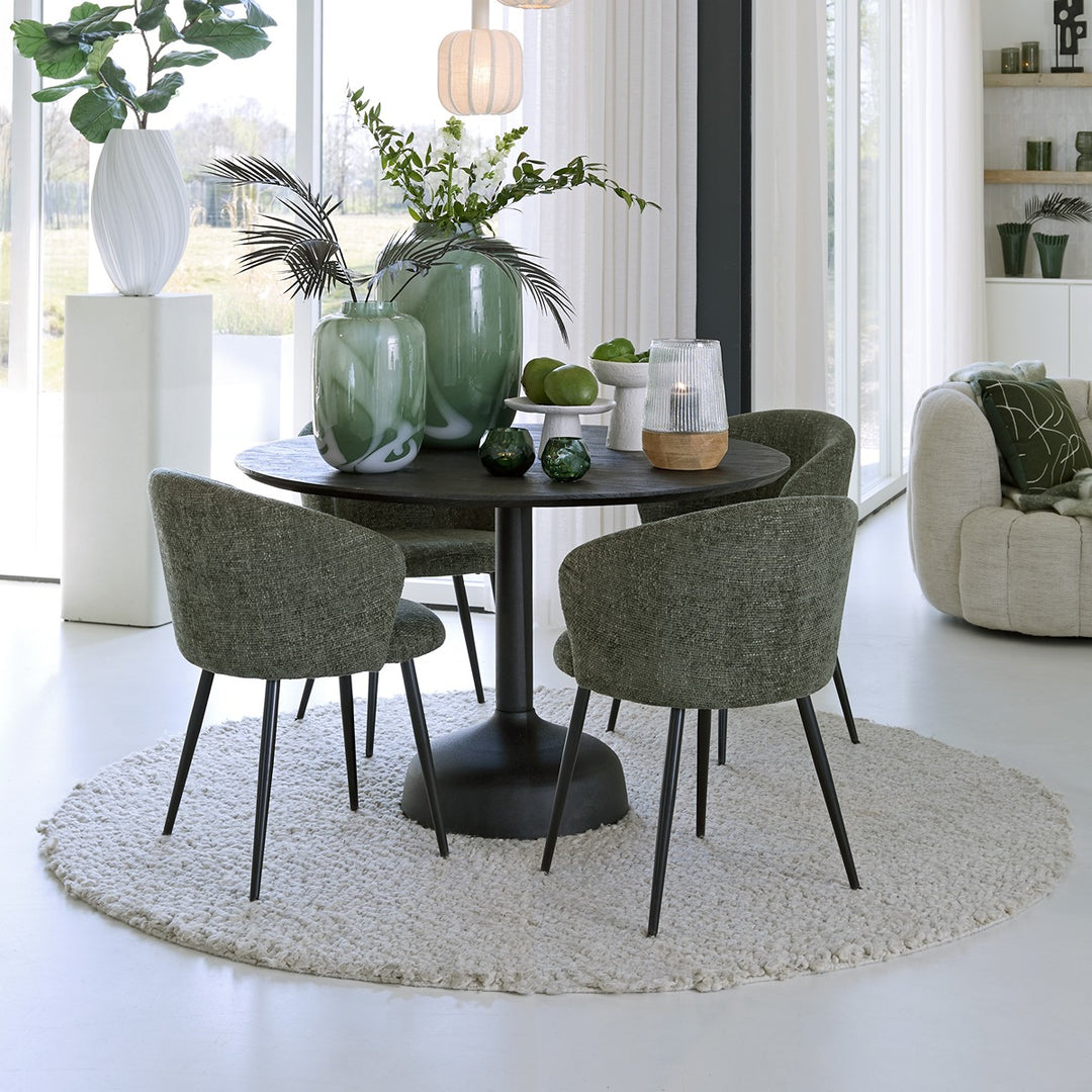 Tunja Wooden Round Dining Table - Black Light & Living 2