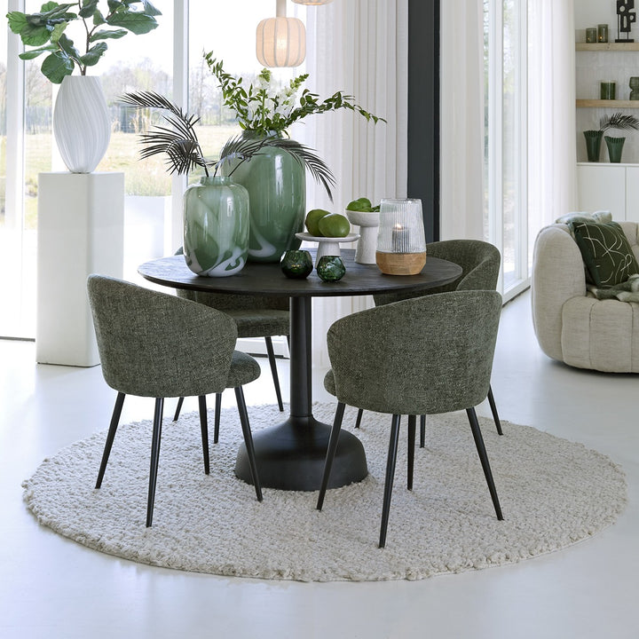 Tunja Wooden Round Dining Table - Black Light & Living 2