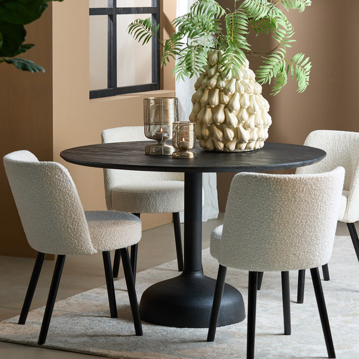 Tunja Wooden Round Dining Table - Black Light & Living 3