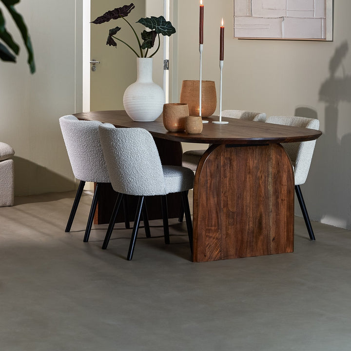 Indore Acacia Wood Oval Dining Table - Brown Light & Living 2