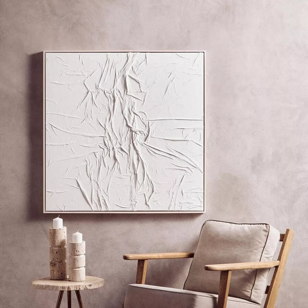 Astratto White Hand Painted Sculptural Fabric Wall Art