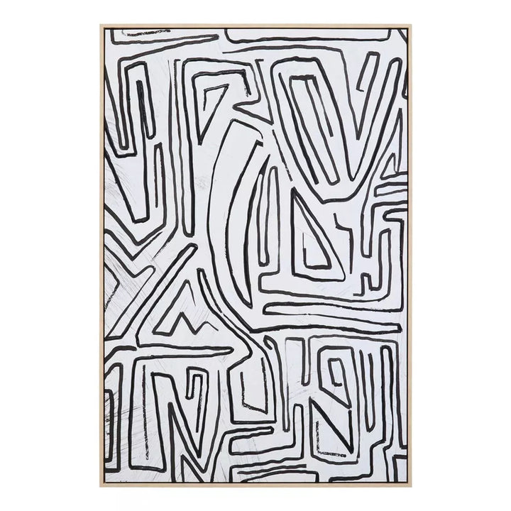 Astratto Abstract Black & Cream Textured Wall Art