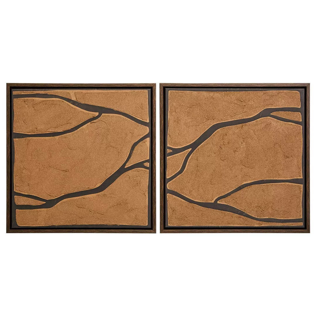 Astratto Set Of 2 Brown & Black Textured Wall Art