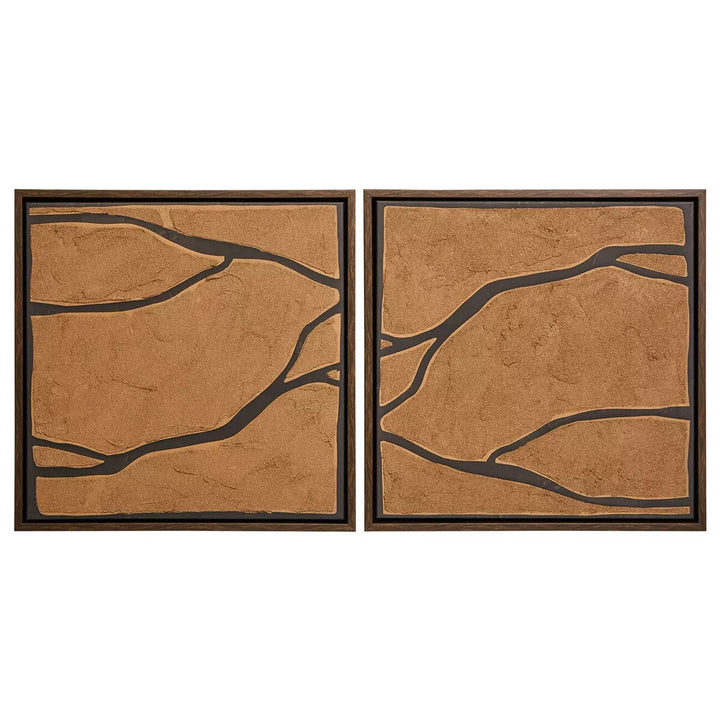 Astratto Set Of 2 Brown & Black Textured Wall Art