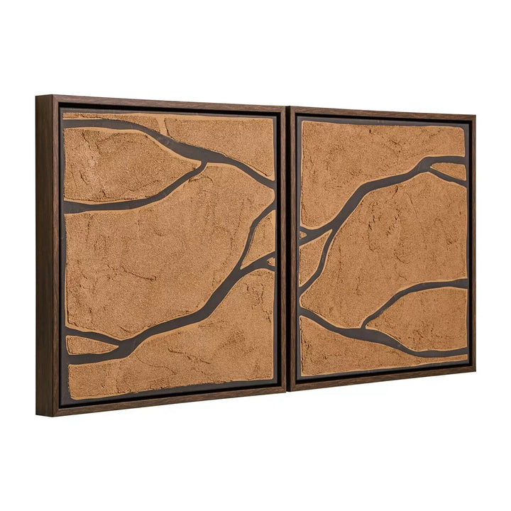 Astratto Set Of 2 Brown & Black Textured Wall Art
