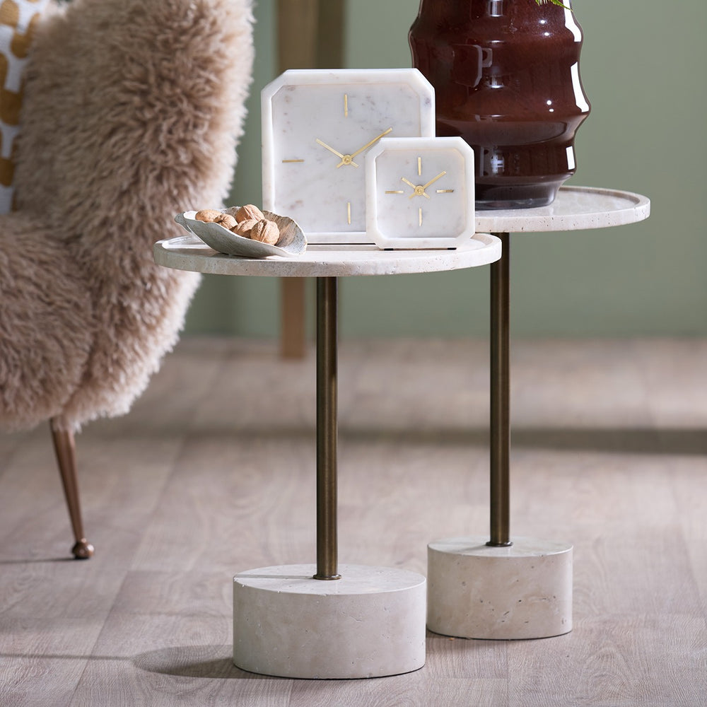 Civita Travertine Side Table - Bronze Light & Living 2