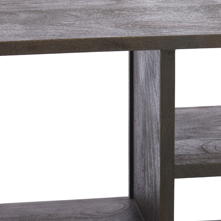 Dane Low Wooden Display Unit - Dark Russet Light & Living 5