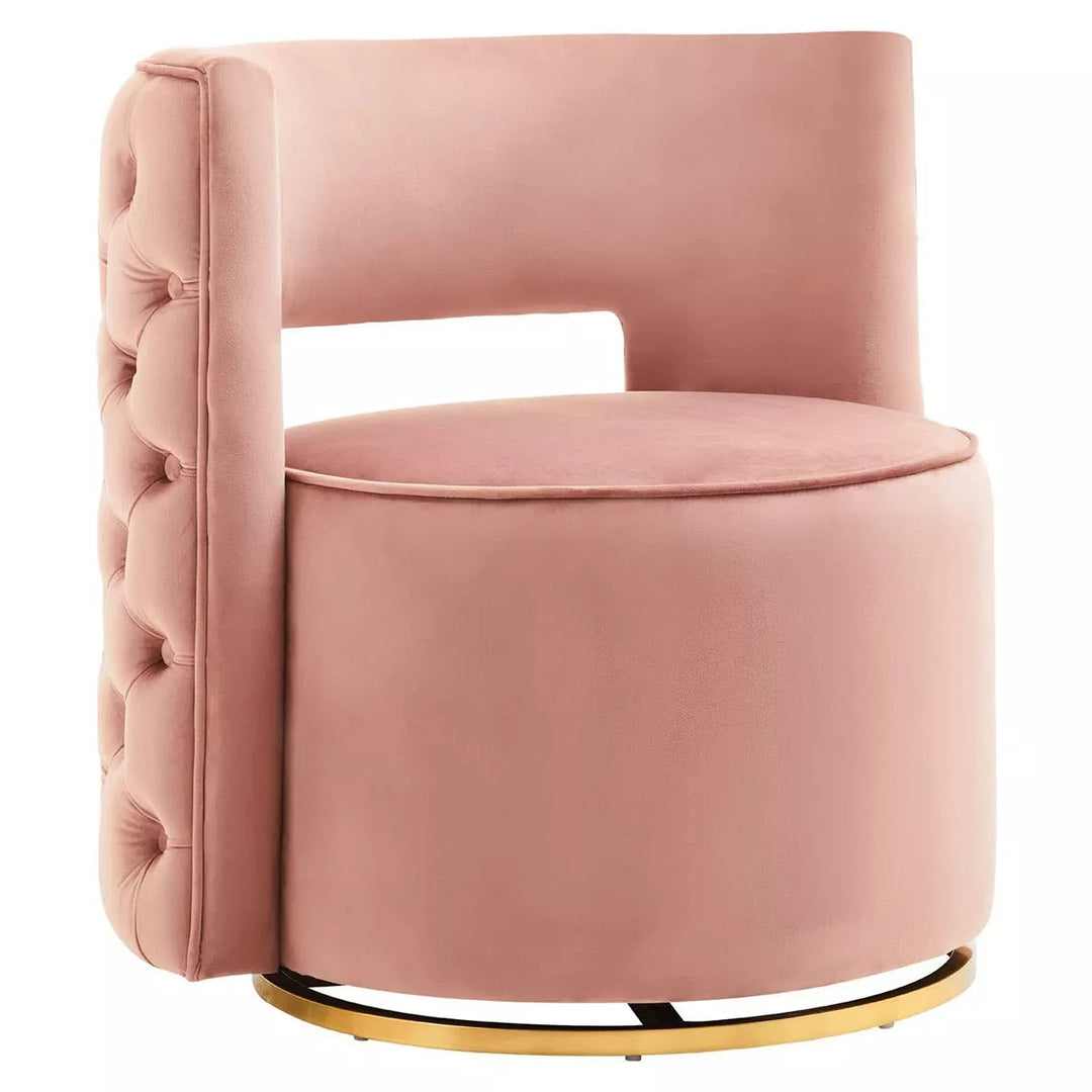 Yasmeen Velvet Swivel Chair -  Pink
