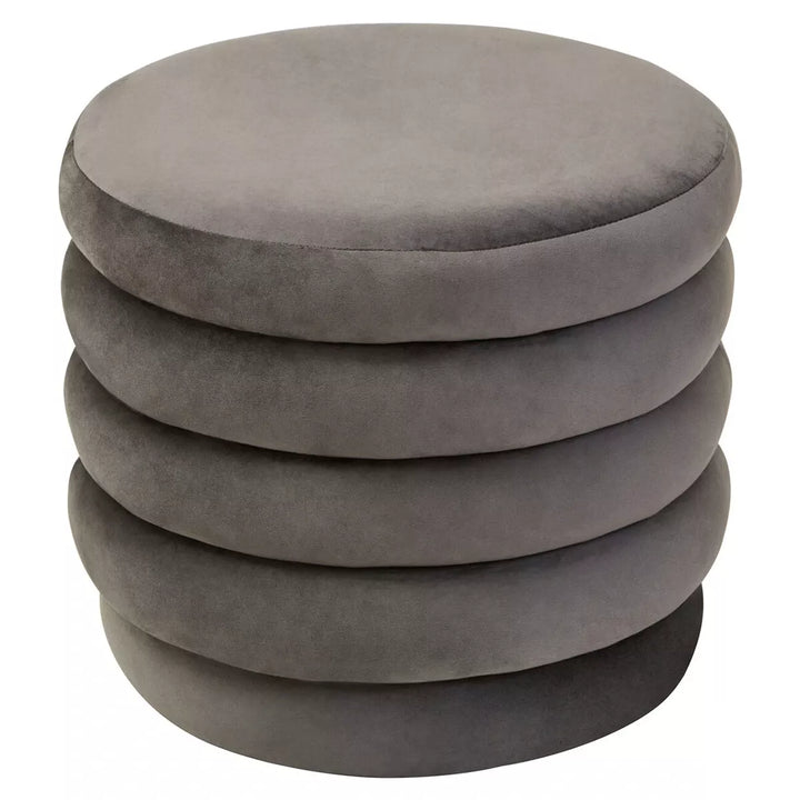 Helen Velvet Round Footstool - Graphite