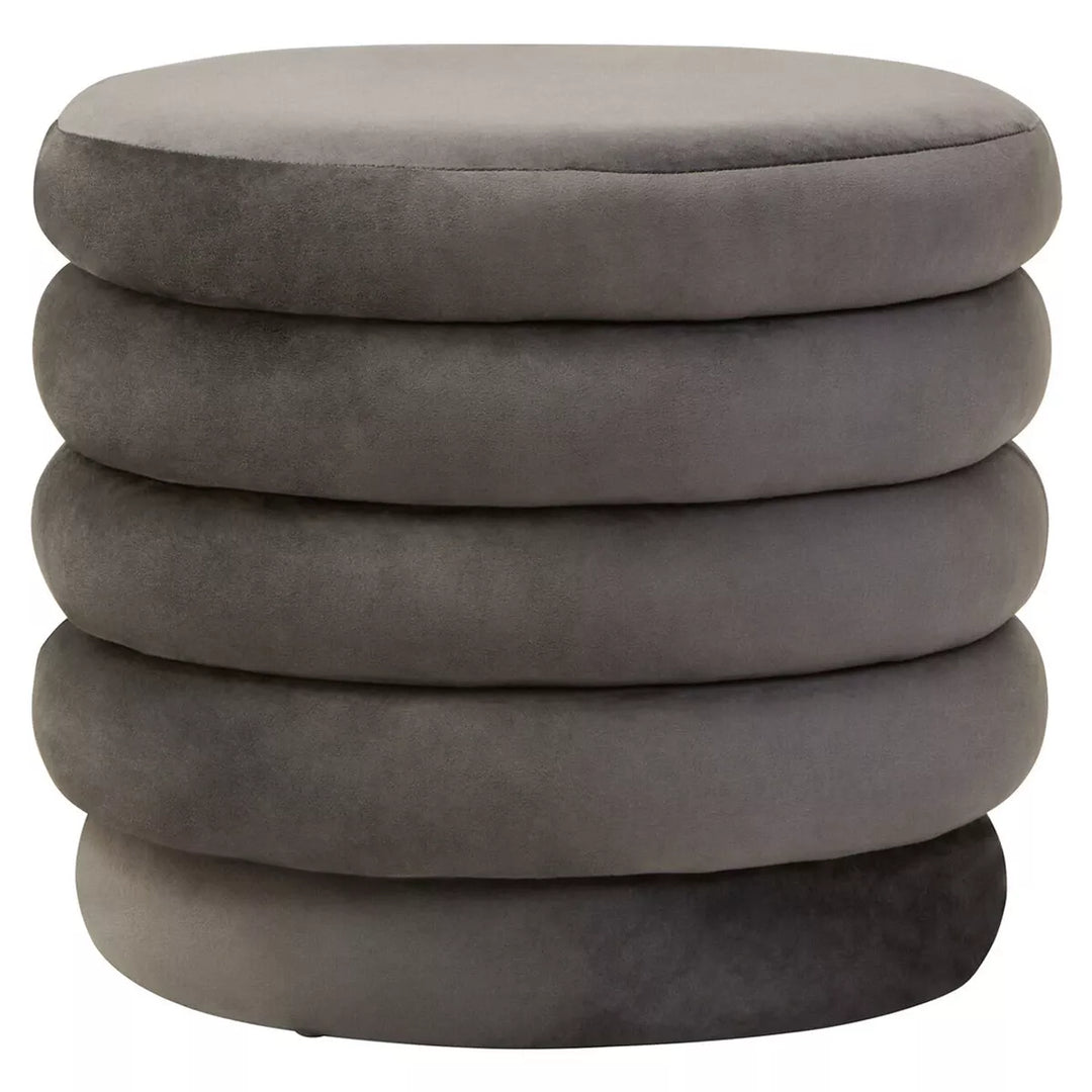 Helen Velvet Round Footstool - Graphite