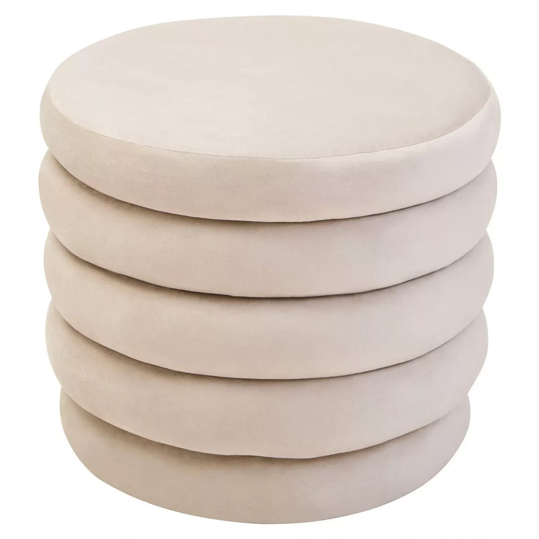 Helen Velvet Round Footstool - Cream