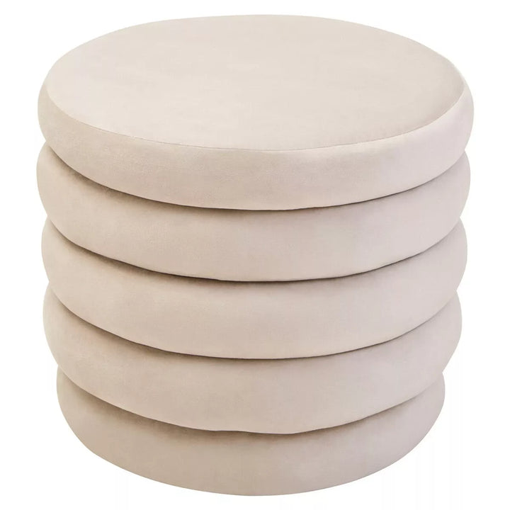 Helen Velvet Round Footstool - Cream