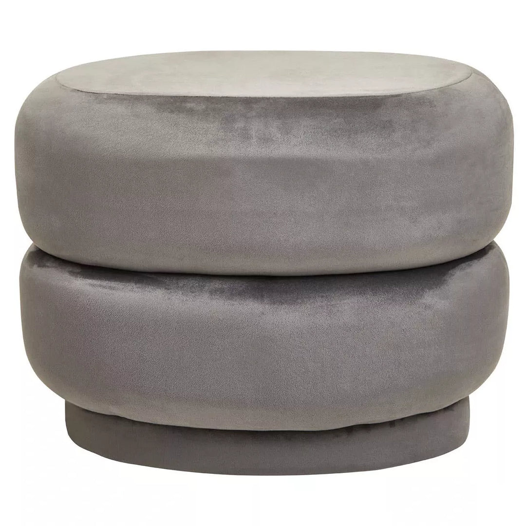 Hartford Velvet Oval Pouffe - Grey