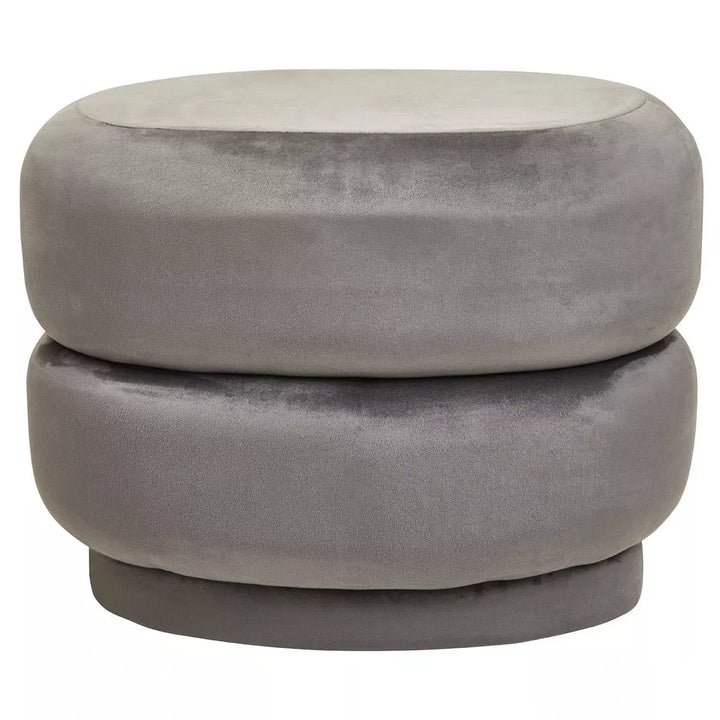 Hartford Velvet Oval Pouffe - Grey