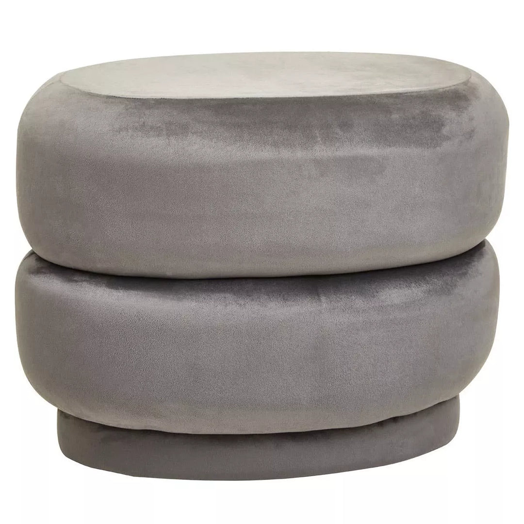 Hartford Velvet Oval Pouffe - Grey