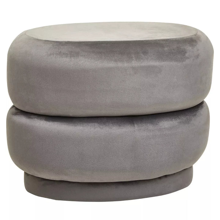 Hartford Velvet Oval Pouffe - Grey