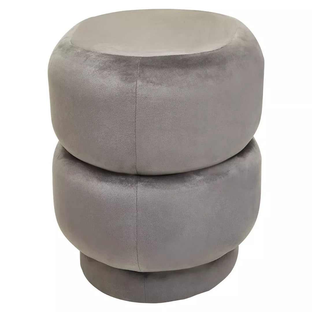 Hartford Velvet Oval Pouffe - Grey
