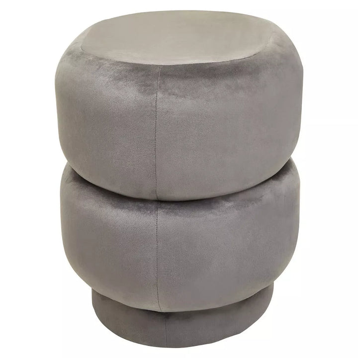 Hartford Velvet Oval Pouffe - Grey