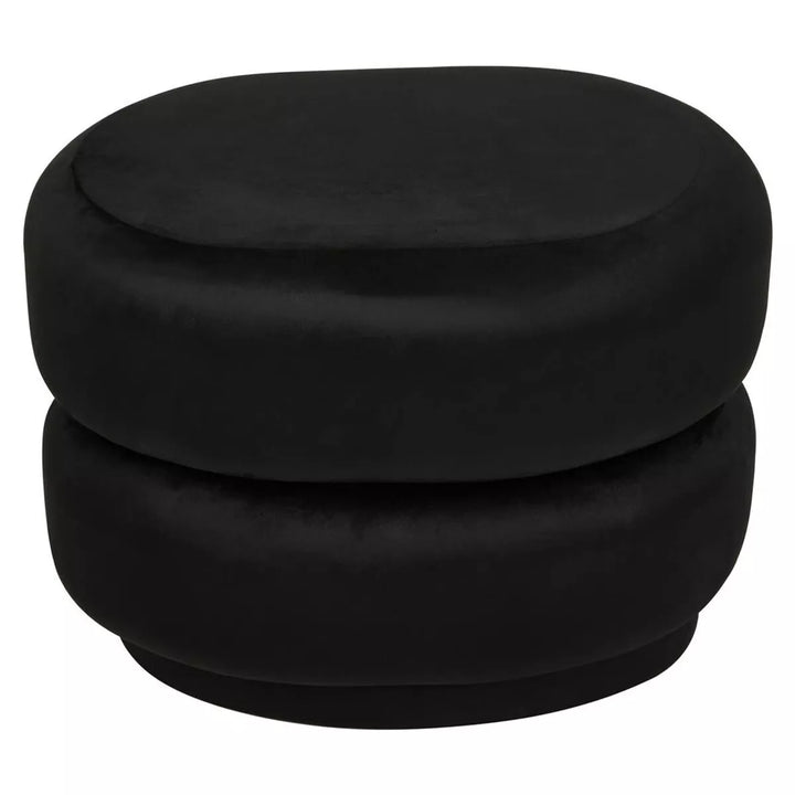 Hartford Velvet Oval Pouffe - Black