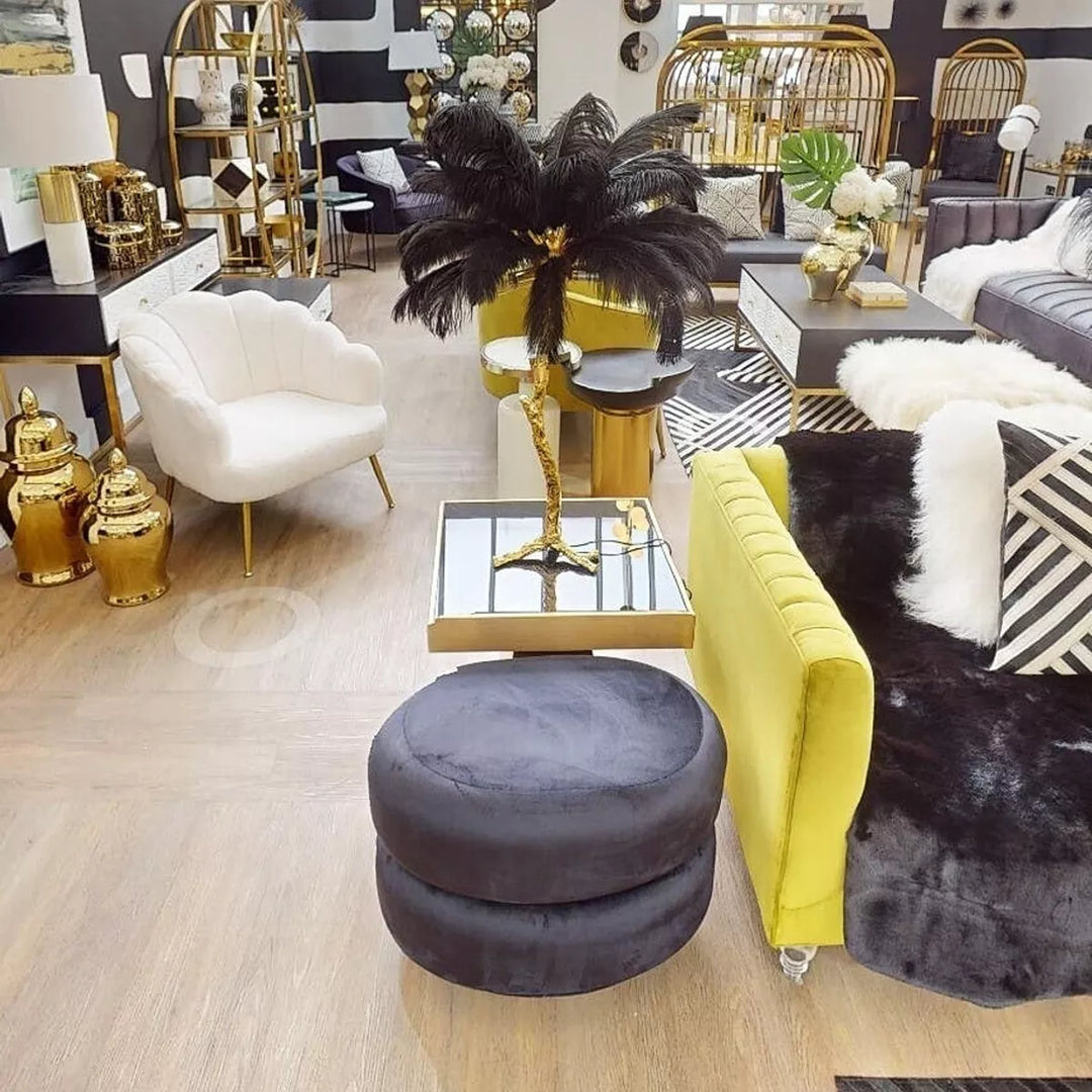 Hartford Velvet Oval Pouffe - Black