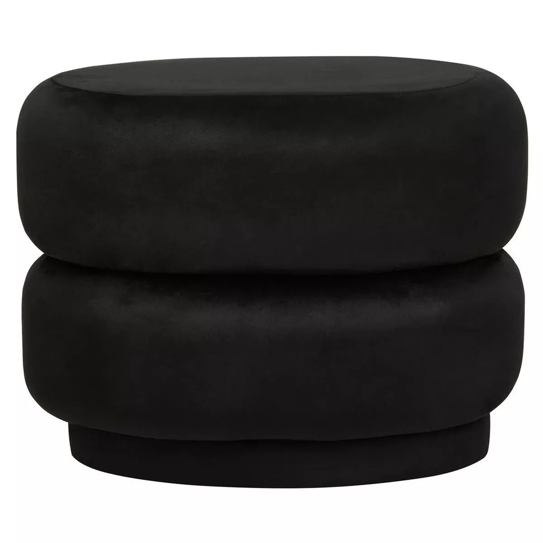 Hartford Velvet Oval Pouffe - Black