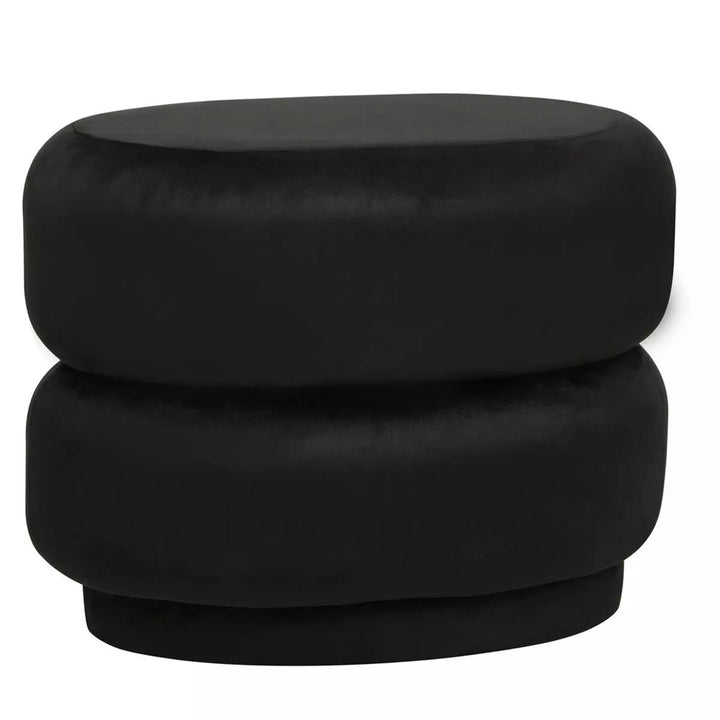 Hartford Velvet Oval Pouffe - Black