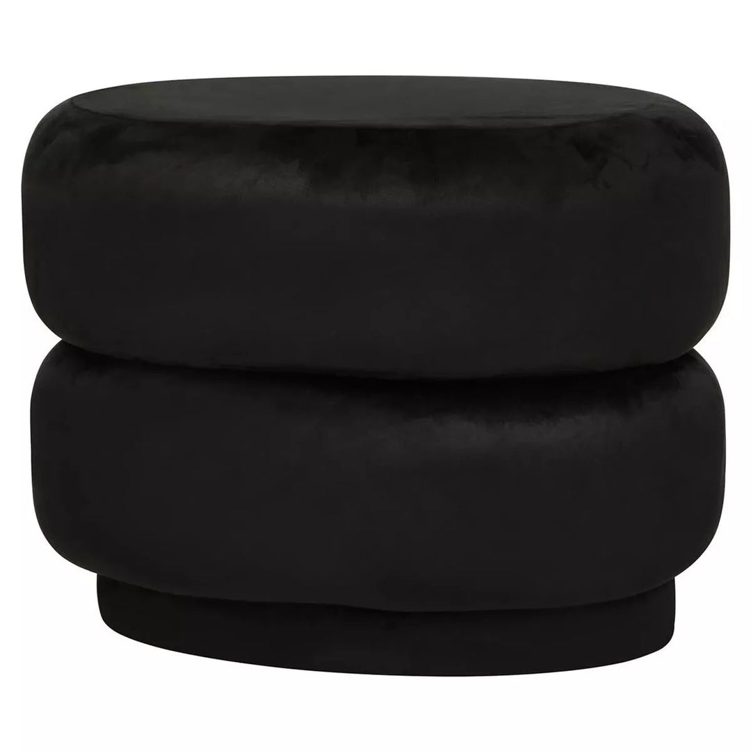 Hartford Velvet Oval Pouffe - Black