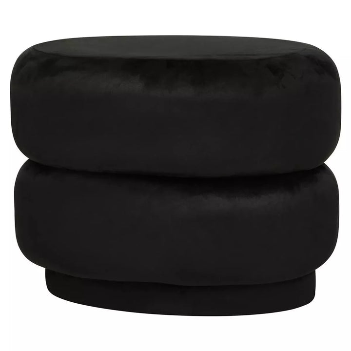 Hartford Velvet Oval Pouffe - Black