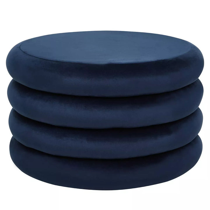 Hartford Velvet Round Pouffe -  Midnight Navy