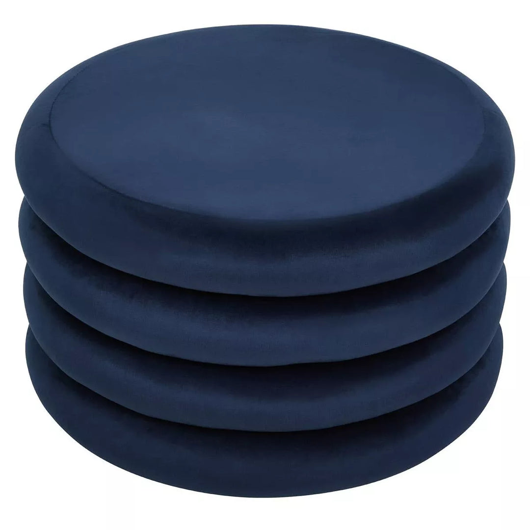 Hartford Velvet Round Pouffe -  Midnight Navy