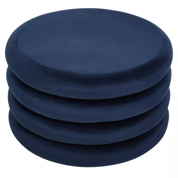 Hartford Velvet Round Pouffe -  Midnight Navy