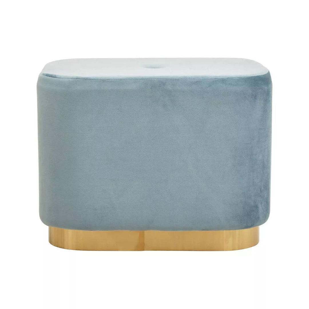 Hartford Matte Gold & Velvet Rectangular Pouffe - Blue