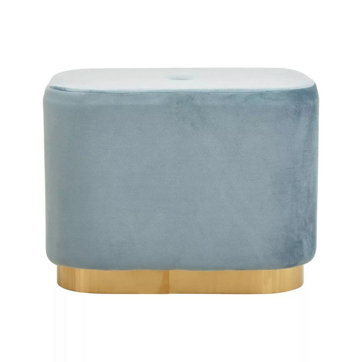 Hartford Matte Gold & Velvet Rectangular Pouffe - Blue