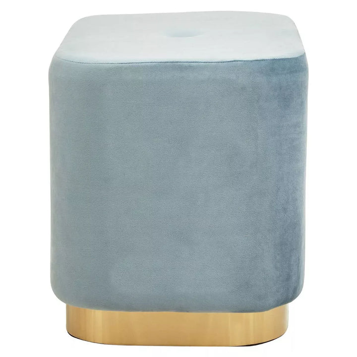 Hartford Matte Gold & Velvet Rectangular Pouffe - Blue