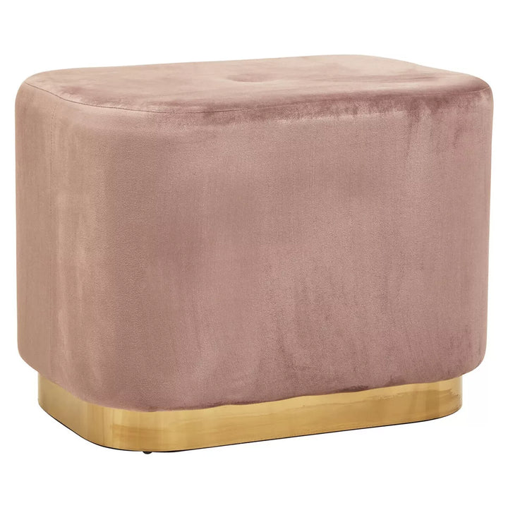 Hartford Matte Gold & Velvet Rectangular Pouffe - Dusty Pink