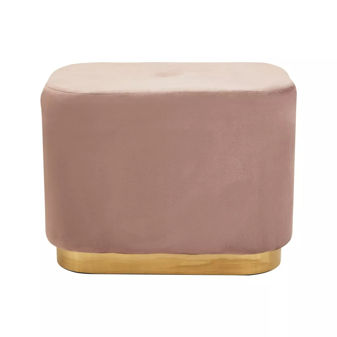 Hartford Matte Gold & Velvet Rectangular Pouffe - Dusty Pink