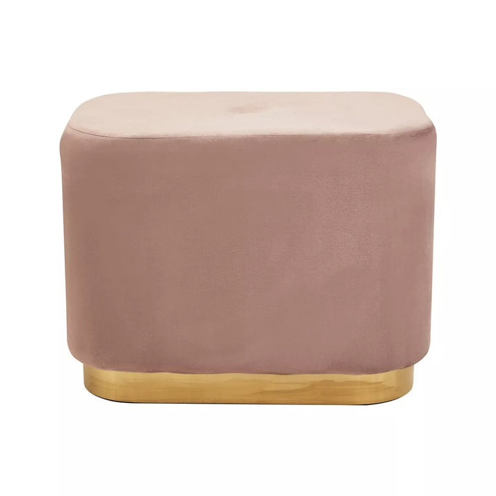 Hartford Matte Gold & Velvet Rectangular Pouffe - Dusty Pink
