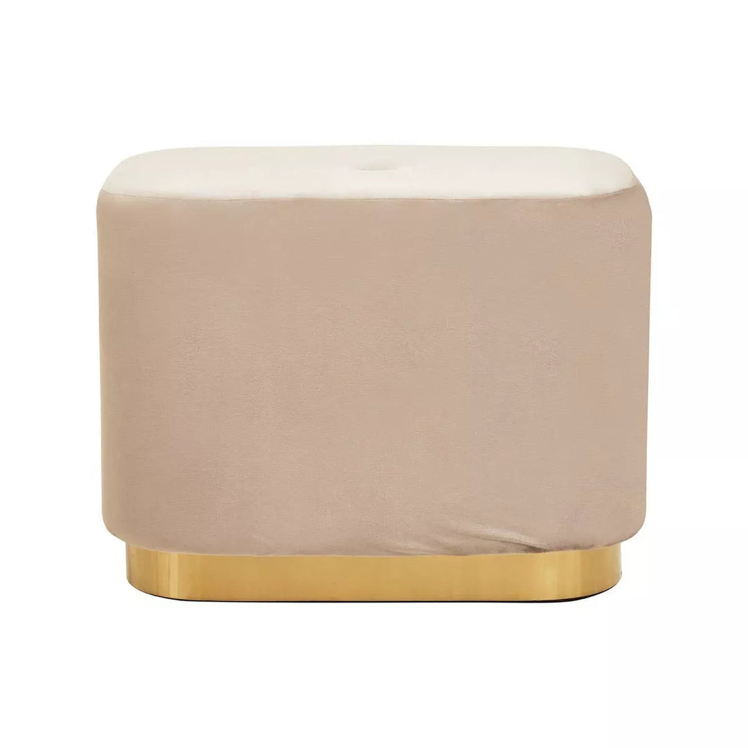 Hartford Matte Gold & Velvet Rectangular Pouffe - Mink
