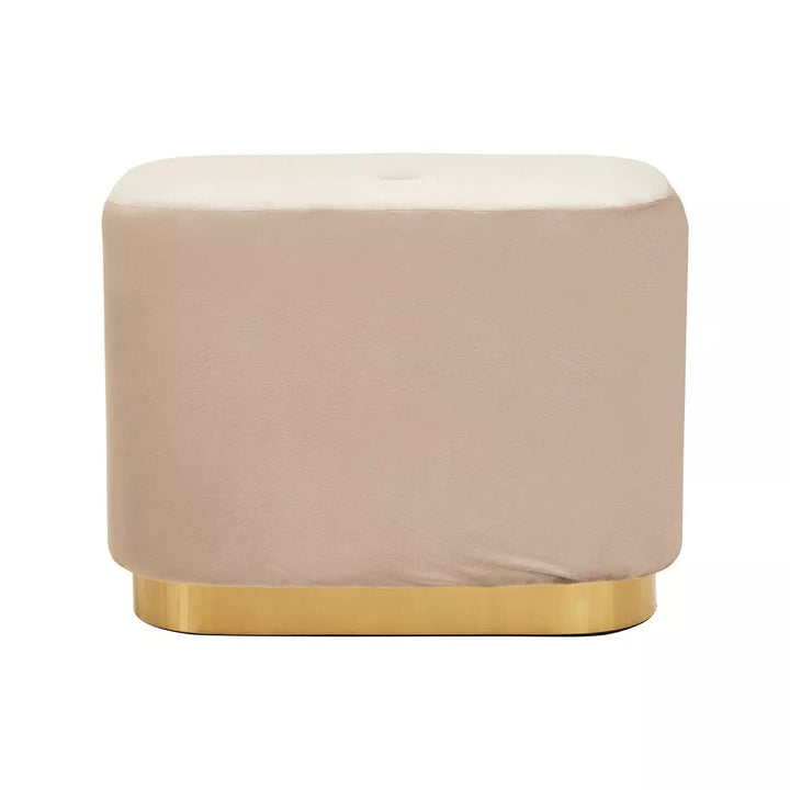 Hartford Matte Gold & Velvet Rectangular Pouffe - Mink