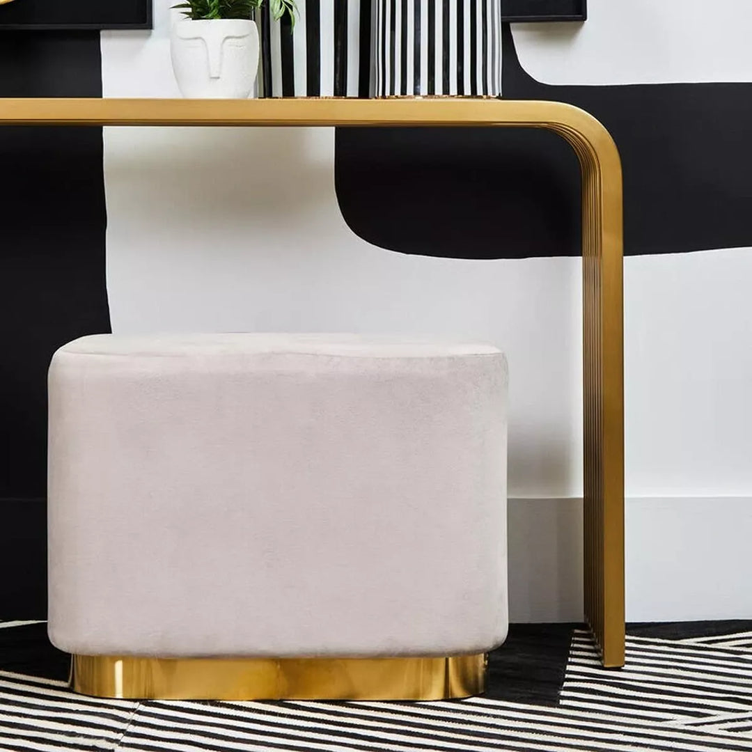 Hartford Matte Gold & Velvet Rectangular Pouffe - Mink