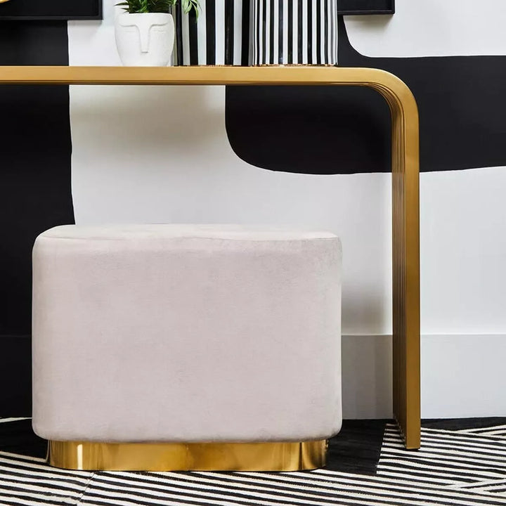 Hartford Matte Gold & Velvet Rectangular Pouffe - Mink