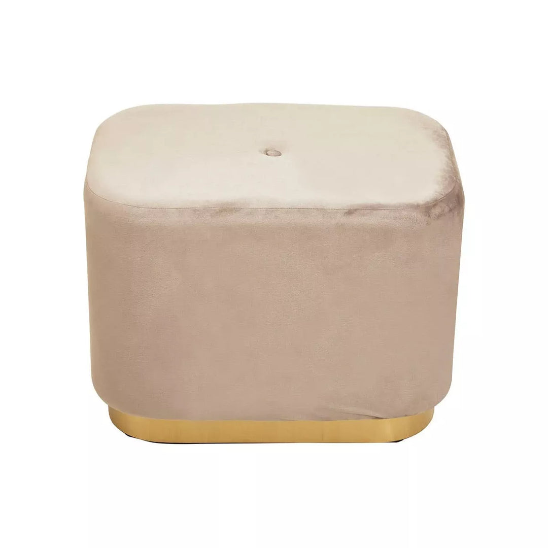 Hartford Matte Gold & Velvet Rectangular Pouffe - Mink