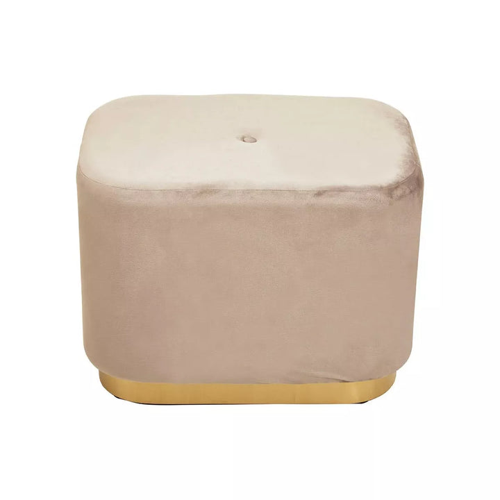 Hartford Matte Gold & Velvet Rectangular Pouffe - Mink