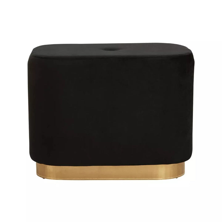 Hartford Matte Gold & Velvet Rectangular Pouffe - Black