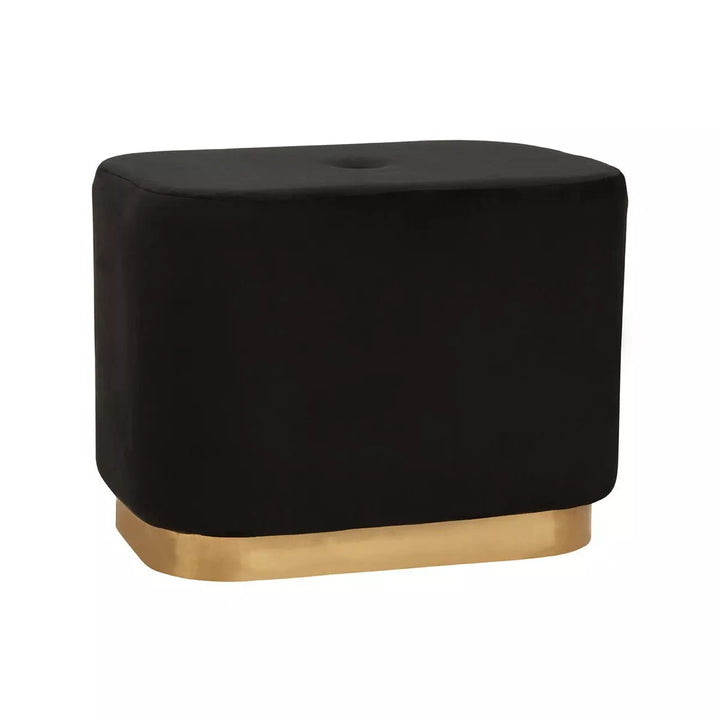 Hartford Matte Gold & Velvet Rectangular Pouffe - Black