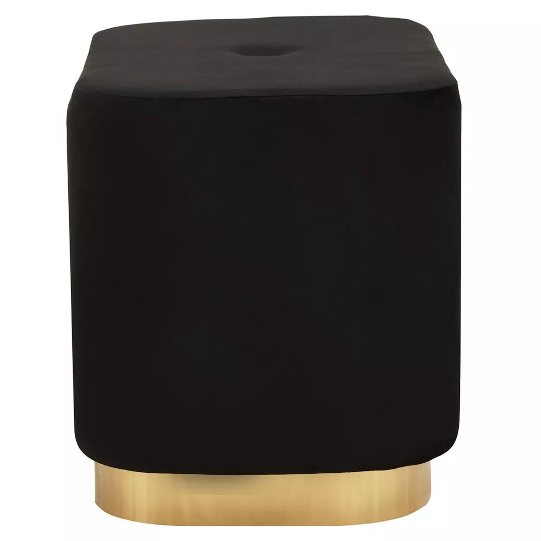Hartford Matte Gold & Velvet Rectangular Pouffe - Black