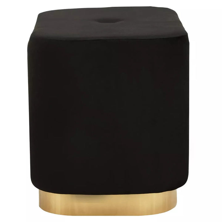 Hartford Matte Gold & Velvet Rectangular Pouffe - Black