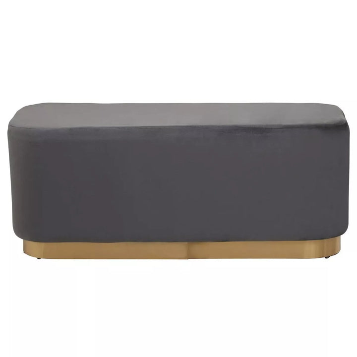 Hartford Velvet Matte Gold Base Bench - Grey