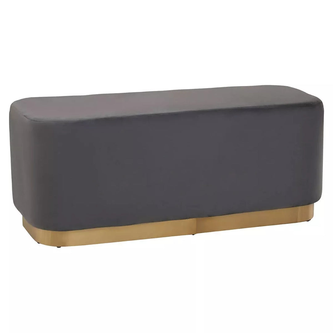 Hartford Velvet Matte Gold Base Bench - Grey